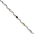 thumbnail image 1 of Primal Silver Sterling Silver Rhodium-plated Diamond Multi-Colored Gemstone Bracelet, 1 of 4