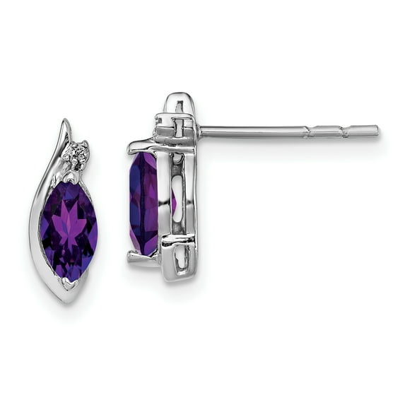 Primal Silver Sterling Silver Rhodium-plated Diamond and Amethyst Earrings