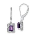 thumbnail image 1 of Primal Silver Sterling Silver Rhodium-plated Diamond and Amethyst Earrings, 1 of 4