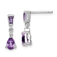 thumbnail image 1 of Primal Silver Sterling Silver Rhodium-plated Diamond and Amethyst Post Earrings, 1 of 4
