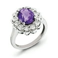 thumbnail image 1 of Primal Silver Sterling Silver Rhodium-plated Diamond and Amethyst Ring, 1 of 4
