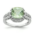 thumbnail image 1 of Primal Silver Sterling Silver Rhodium-plated Diamond and Checker-cut Green Quartz Ring, 1 of 4