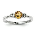 thumbnail image 1 of Primal Silver Sterling Silver Rhodium-plated Diamond and Citrine Round Ring, 1 of 6