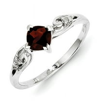 Primal Silver Sterling Silver Rhodium-plated Diamond and Garnet Cushion Ring