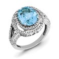 thumbnail image 1 of Primal Silver Sterling Silver Rhodium-plated Diamond and Light Swiss Blue Topaz Ring, 1 of 4
