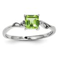 thumbnail image 1 of Primal Silver Sterling Silver Rhodium-plated Diamond and Peridot Square Ring, 1 of 4