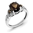 thumbnail image 1 of Primal Silver Sterling Silver Rhodium-plated Diamond and Smoky Quartz Ring, 1 of 4