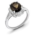 thumbnail image 1 of Primal Silver Sterling Silver Rhodium-plated Diamond and Smoky Quartz Ring, 1 of 4