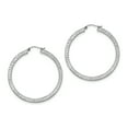 thumbnail image 1 of Primal Silver Sterling Silver Rhodium-plated Diamond-cut 3x45mm Square Tube Hoop Earrings, 1 of 5