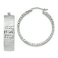 thumbnail image 1 of Primal Silver Sterling Silver Rhodium-plated Diamond-cut Hinged Hoop Earrings, 1 of 3