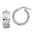 thumbnail image 1 of Primal Silver Sterling Silver Rhodium-plated Diamond-cut Hoops Earrings, 1 of 3