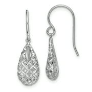 Primal Silver Sterling Silver Rhodium-plated Diamond-cut Tear Drop Dangle Earrings