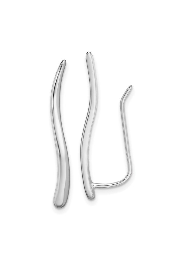 Sterling Silver Rhodium-plated Ear Climber Earrings