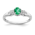thumbnail image 1 of Primal Silver Sterling Silver Rhodium-plated Emerald and White Sapphire Ring, 1 of 7