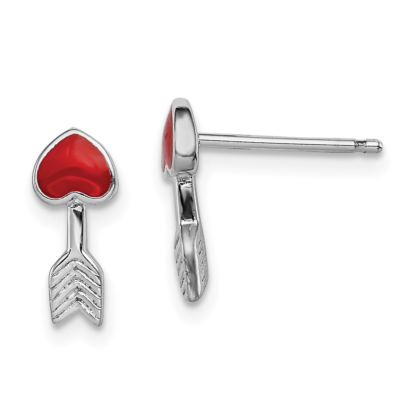 Primal Silver Sterling Silver Rhodium-plated Enamel Arrow Post Earrings