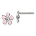 thumbnail image 1 of Primal Silver Sterling Silver Rhodium-plated Enamel Swarovski Flower Earrings, 1 of 4