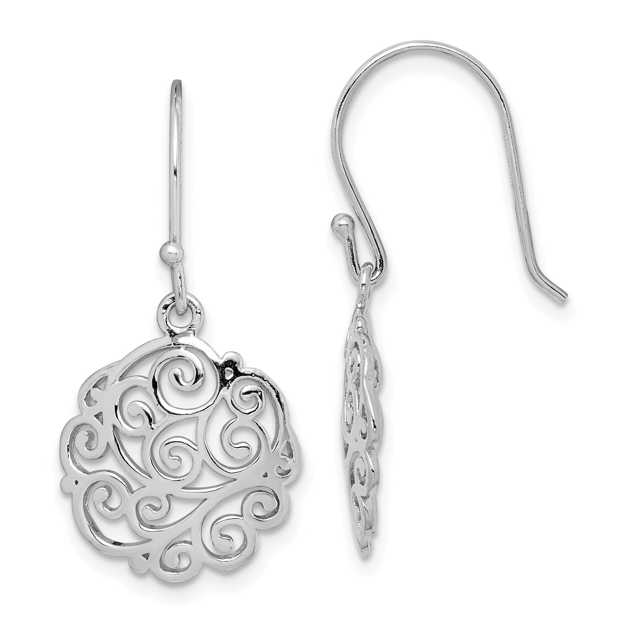 Primal Silver Sterling Silver Rhodium-plated Filigree Circle
