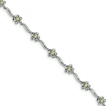 Primal Silver Sterling Silver Rhodium-plated Floral Peridot Bracelet