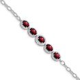 thumbnail image 1 of Primal Silver Sterling Silver Rhodium-plated Garnet 8 Inch Bracelet, 1 of 5