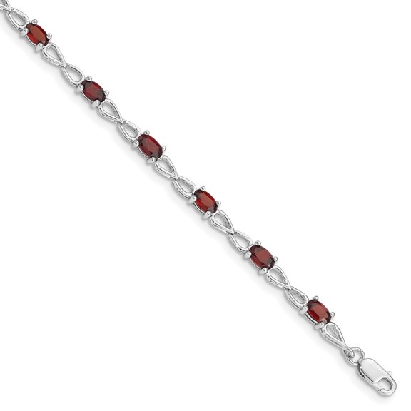 Primal Silver Sterling Silver Rhodium-plated Garnet Bracelet