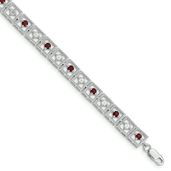 Primal Silver Sterling Silver Rhodium-plated Garnet Diamond Bracelet