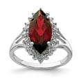 thumbnail image 1 of Primal Silver Sterling Silver Rhodium-plated Garnet Diamond Ring, 1 of 6