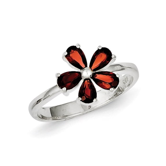 Primal Silver Sterling Silver Rhodium-plated Garnet Ring