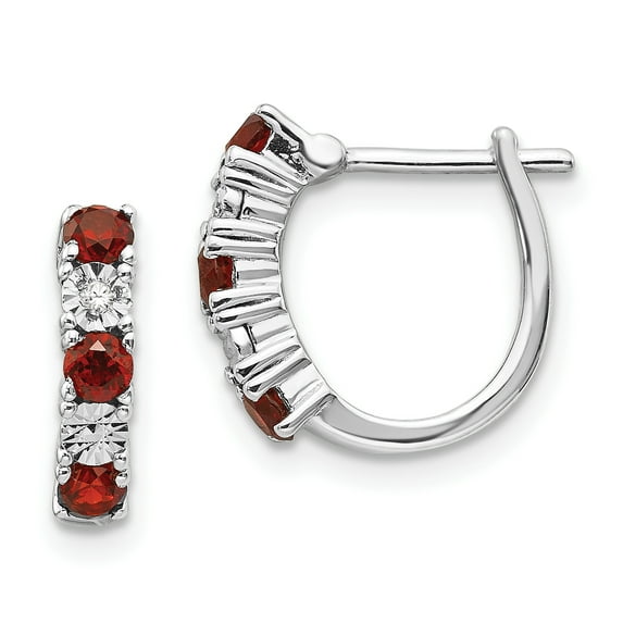 Primal Silver Sterling Silver Rhodium-plated Garnet and Diamond Earrings