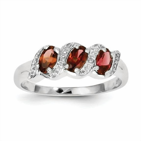 Primal Silver Sterling Silver Rhodium-plated Garnet and Diamond Ring