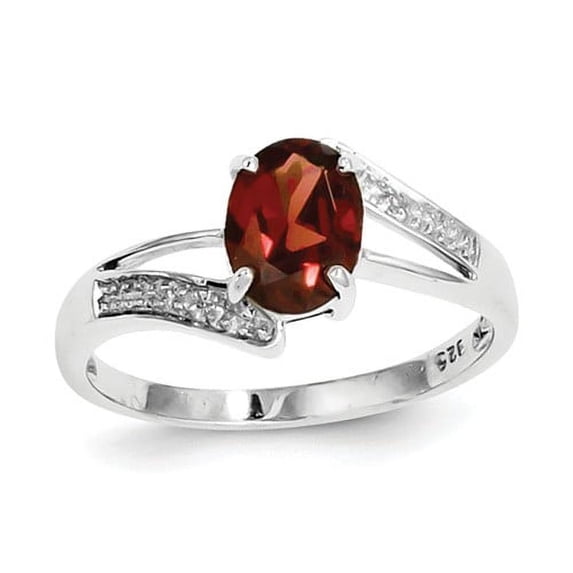 Primal Silver Sterling Silver Rhodium-plated Garnet and Diamond Ring