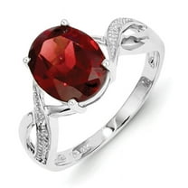 Primal Silver Sterling Silver Rhodium-plated Garnet and Diamond Ring