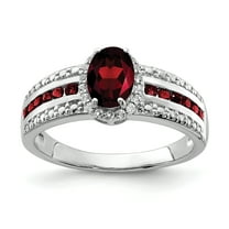 Primal Silver Sterling Silver Rhodium-plated Garnet and White Topaz Ring