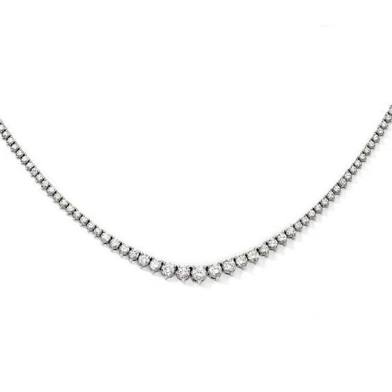 Primal Silver Sterling Silver Rhodium-plated Graduated Cubic Zirconia 17-inch Riviera Necklace