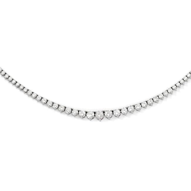 Primal Silver Sterling Silver Rhodium-plated Graduated Cubic Zirconia 17-inch Riviera Necklace