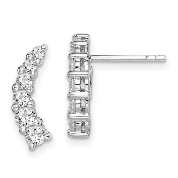 Primal Silver Sterling Silver Rhodium-plated Graduated Cubic Zirconia Curved Post Earrings