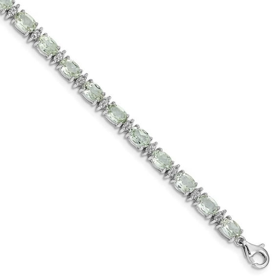 Primal Silver Sterling Silver Rhodium-plated Green Quartz And White Topaz Bracelet