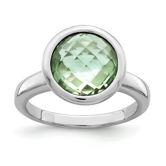 Primal Silver Sterling Silver Rhodium-plated Green Quartz Ring