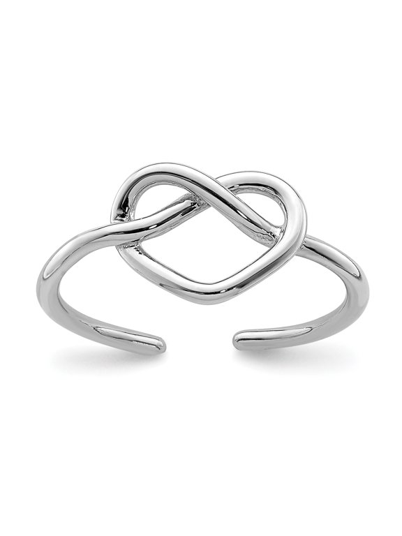 Sterling Silver Rhodium-plated Heart Knot Toe Ring