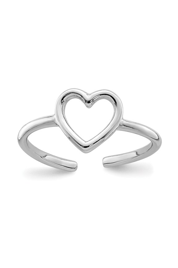 Sterling Silver Rhodium-plated Heart Toe Ring