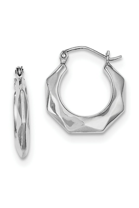 Sterling Silver Rhodium-plated Hollow Fancy Hoop Earrings