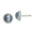 thumbnail image 1 of Primal Silver Sterling Silver Rhodium-plated Lab Created Grey Cat's Eye Post Earrings, 1 of 4