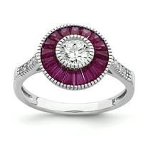 Primal Silver Sterling Silver Rhodium-plated Lab Created Ruby and Cubic Zirconia Ring
