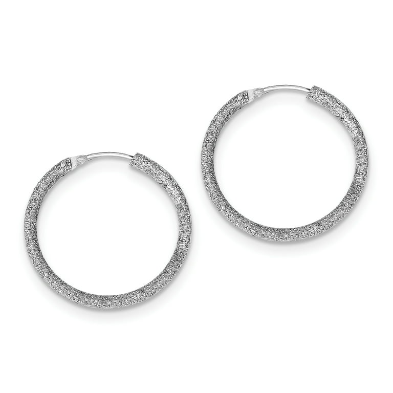 Sterling Silver Laser Sparkle Textured 2mm Endless Earrings - 26mm Sterling Silver Laser Sparkle Textured 2mm Endless Earrings - 26mm
