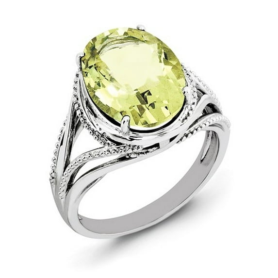 Primal Silver Sterling Silver Rhodium-plated Lemon Quartz Ring