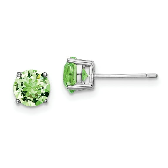Primal Silver Sterling Silver Rhodium-plated Light Green Crystal Birthstone Earrings