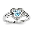 thumbnail image 1 of Primal Silver Sterling Silver Rhodium-plated Light Swiss Blue Topaz Diamond Ring, 1 of 4