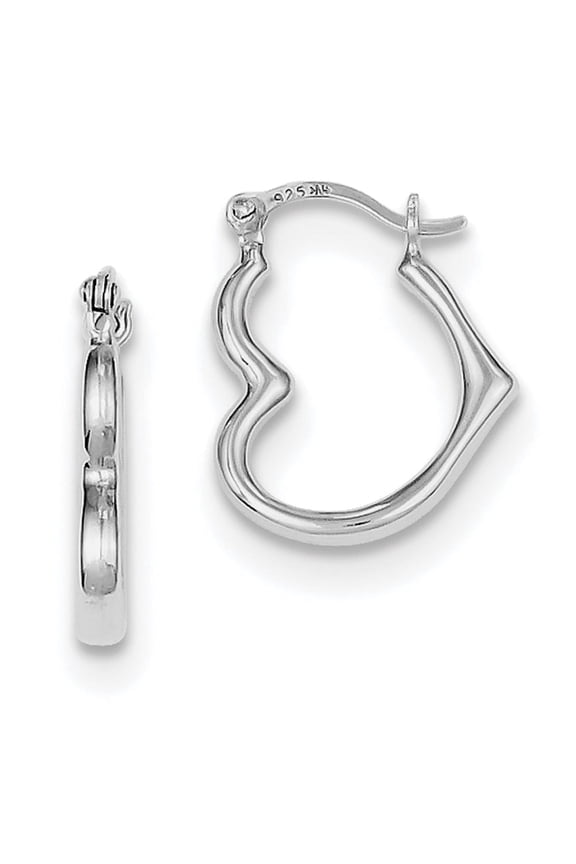 Sterling Silver Rhodium-plated Lightweight Heart Hoop Earrings