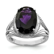 JEWELRYPOT Primal Silver Sterling Silver Rhodium-plated Oval Amethyst Ring