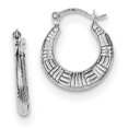 thumbnail image 1 of Primal Silver Sterling Silver Rhodium-plated Patterned Hoop Earrings, 1 of 5