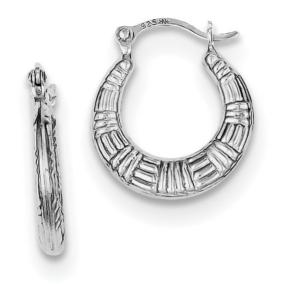 Primal Silver Sterling Silver Rhodium-plated Patterned Hoop Earrings